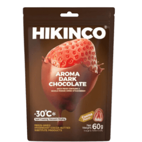 HIKINCO - תות מיובש בהקפאה בציפוי בטעם שוקולד מריר 60 גרם