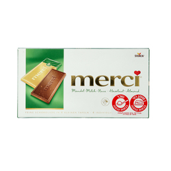 MERCI  BAR MILK CHOCO HAZELNUT ALMOND 4P 100GR