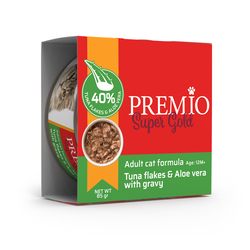Premio Super Gold Pieces of Tuna and Aloe Vera in Sauce 85gr for cats