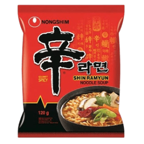 NONGSHIM SHIN RAMEN - שין נודלס להכנה מהירה בטעם חריף 120 גרם (טבעוני)
